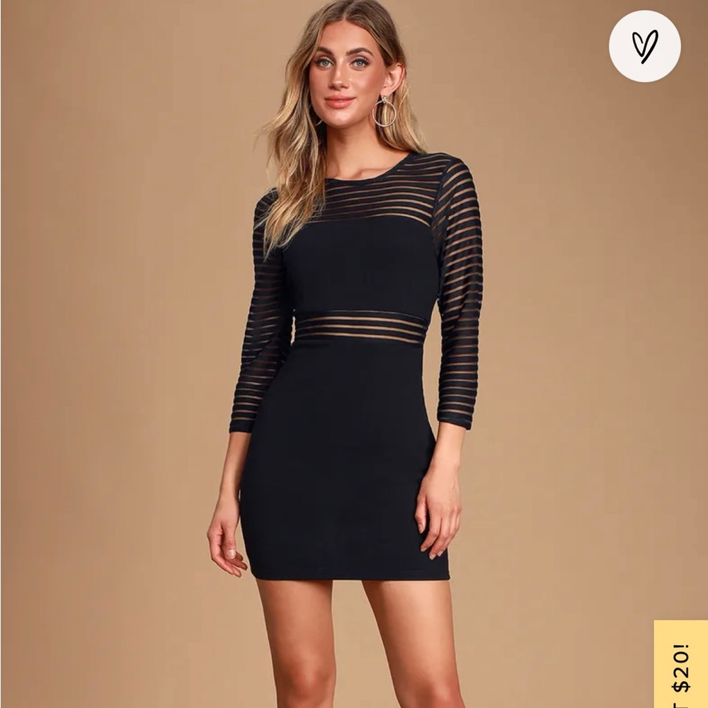 Lulu’s Perfect Mesh Bodycon Dress Black, size M/6, like new, worn once